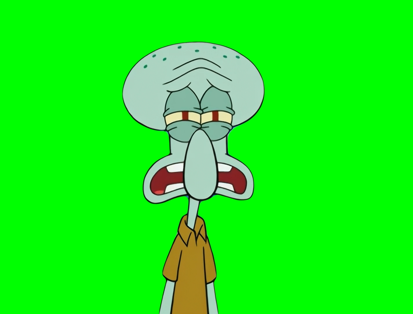 Squidward crying to SpongeBob meme - SpongeBob SquarePants (Green Screen)
