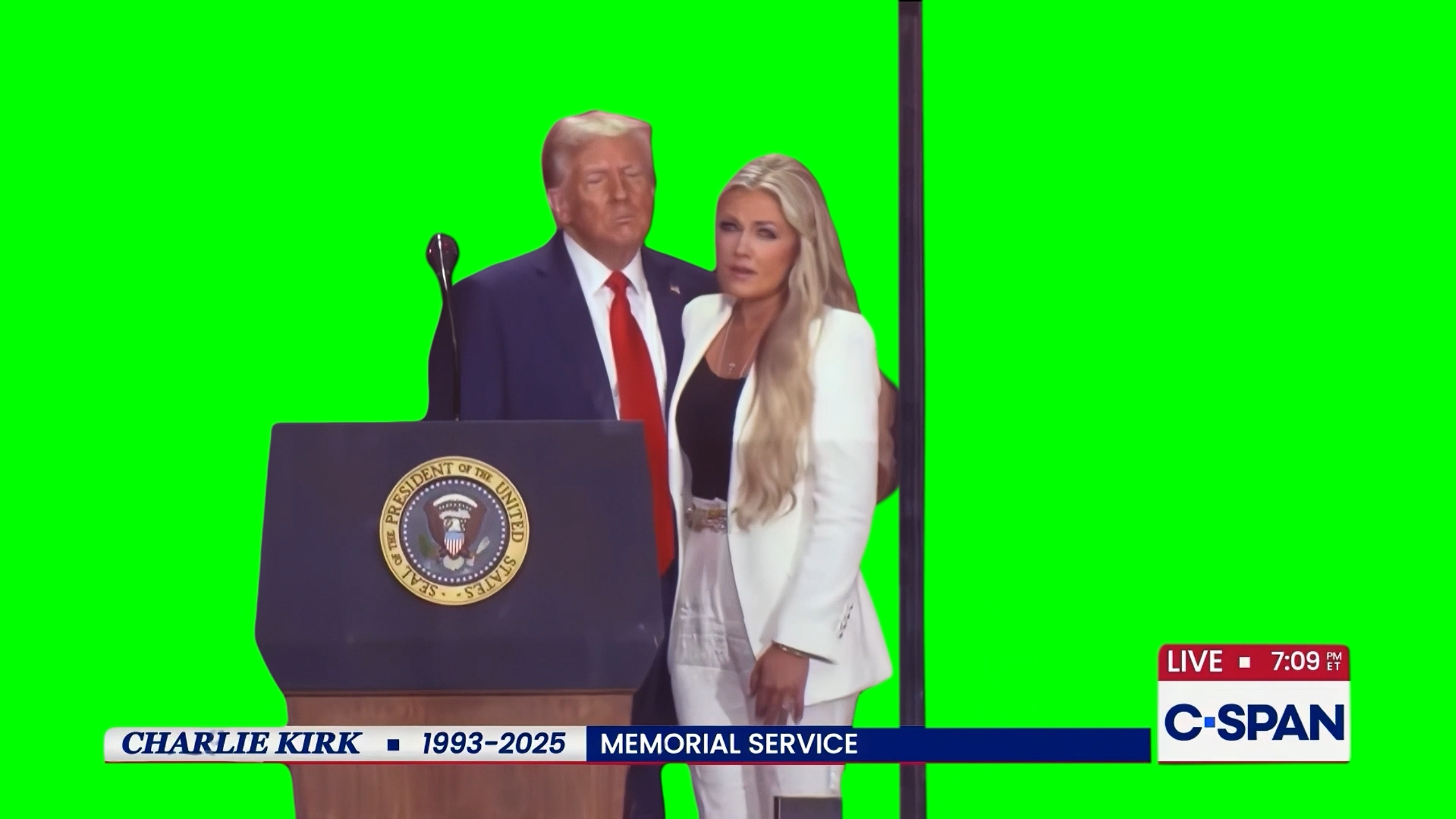 Donald Trump Hugging Erika Kirk meme  (Green Screen)