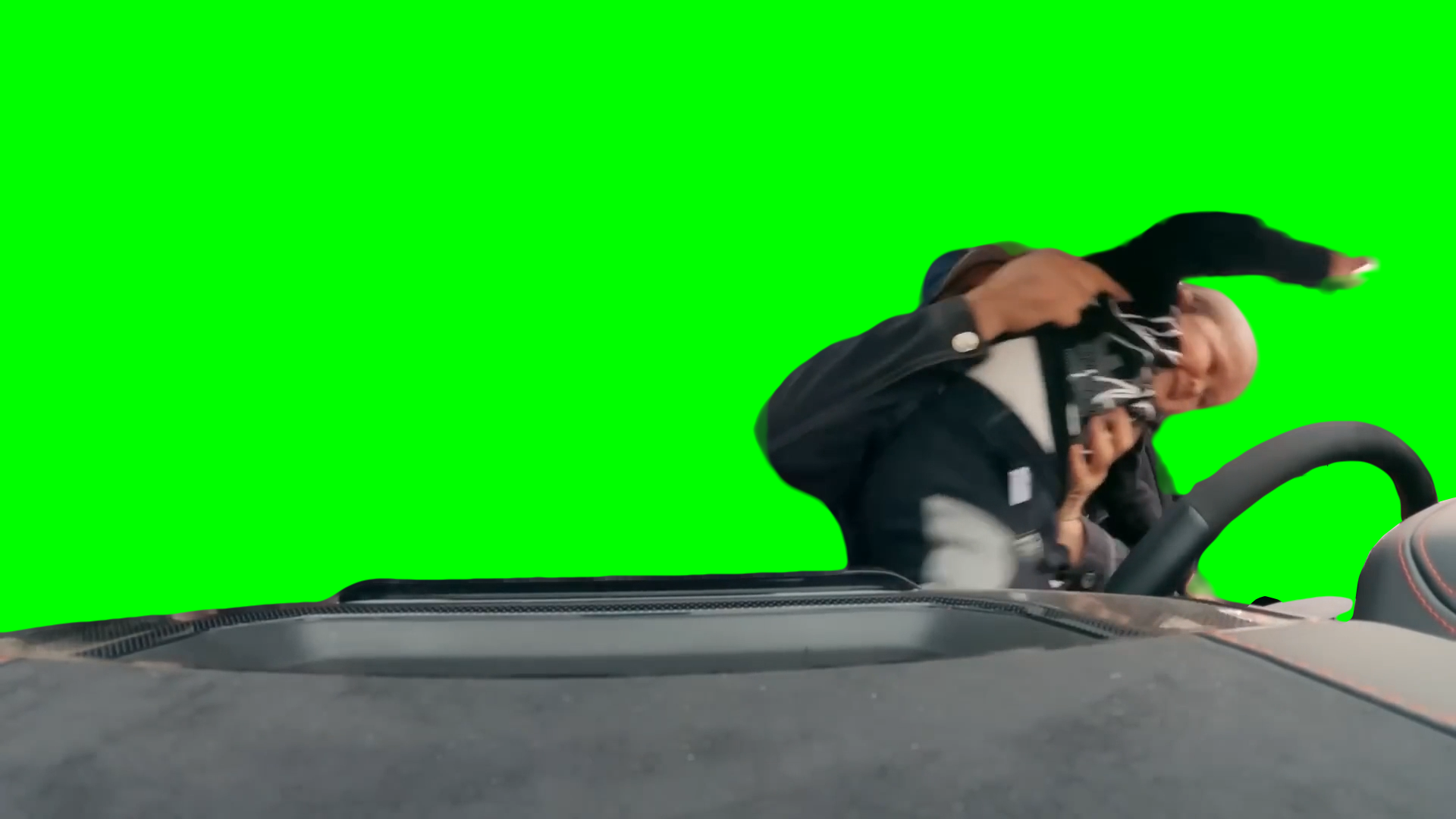 Hasbulla laughing and getting thrown out of a car window (Green Screen)