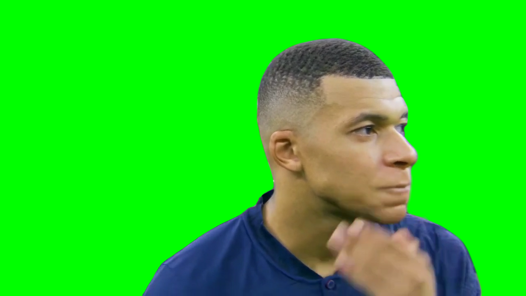 Mbappe Sad Face Reaction meme - Napoleon Amour Plastique meme (Green Screen)