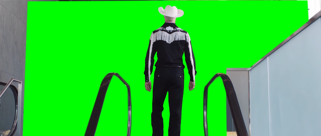 Ken looking at giant screen - Barbie movie 2023 (Green Screen)