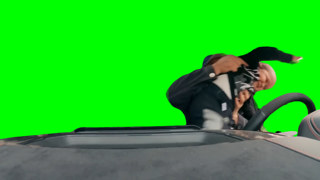 Hasbulla laughing and getting thrown out of a car window (Green Screen)