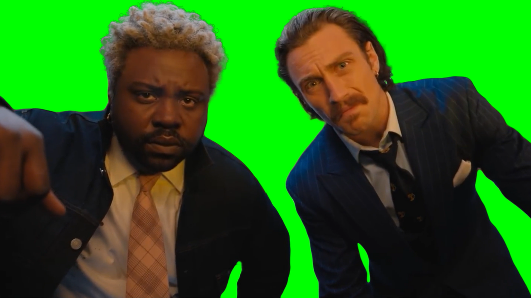 Lemon and Tangerine Looking At Camera - Bullet Train (Green Screen Template) (Green Screen)